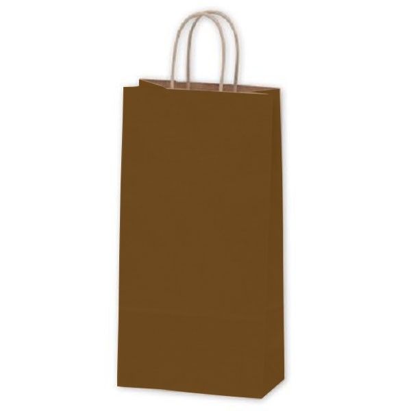 Matte Kraft Chocolate - Wine Bag - Paper - 5-1/4 x 3-1/2 x 13" (Single Bottle)