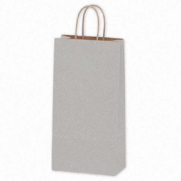 Matte Kraft Metallic Silver - Wine Bag - Paper - 6-1/2 x 3-1/2 x 13" (Double Bottle)