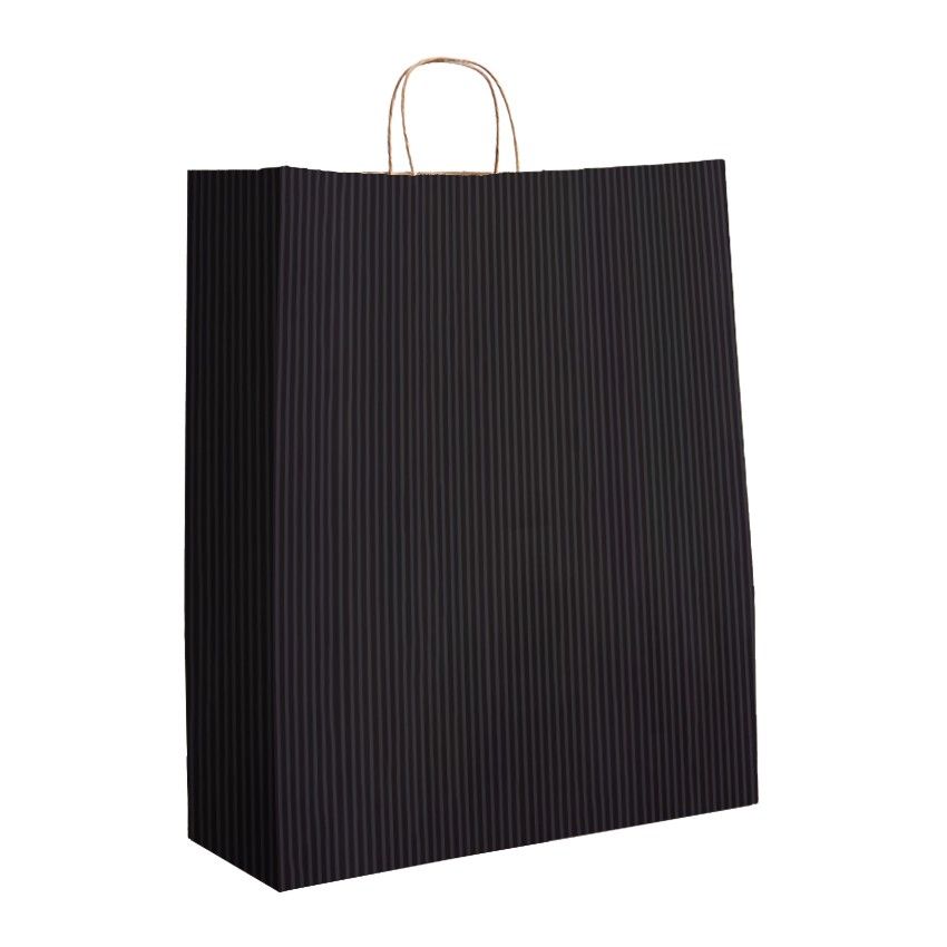 Black Varnish Stripe - Matte Shopping Bags - 16 x 6 x 19-1/4"