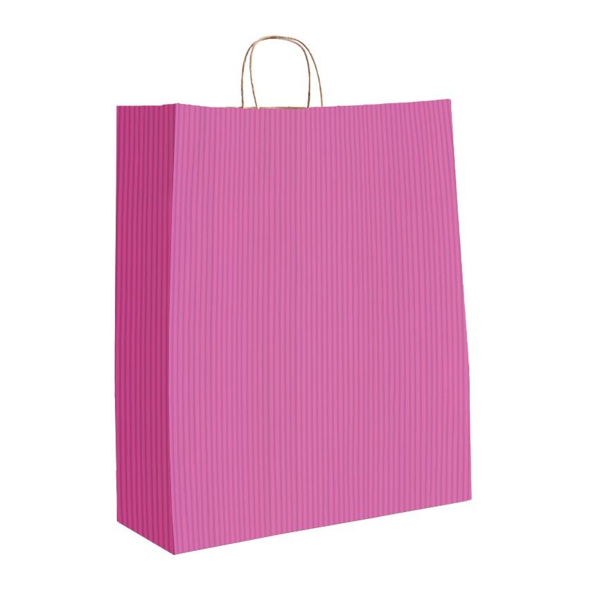 Cerise Varnish Stripe - Matte Shopping Bags - 16 x 6 x 19-1/4"