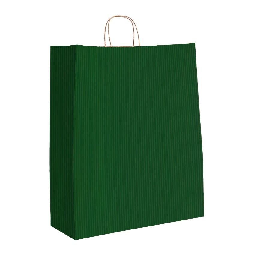 Forest Green Varnish Stripe - Matte Shopping Bags - 16 x 6 x 19-1/4"