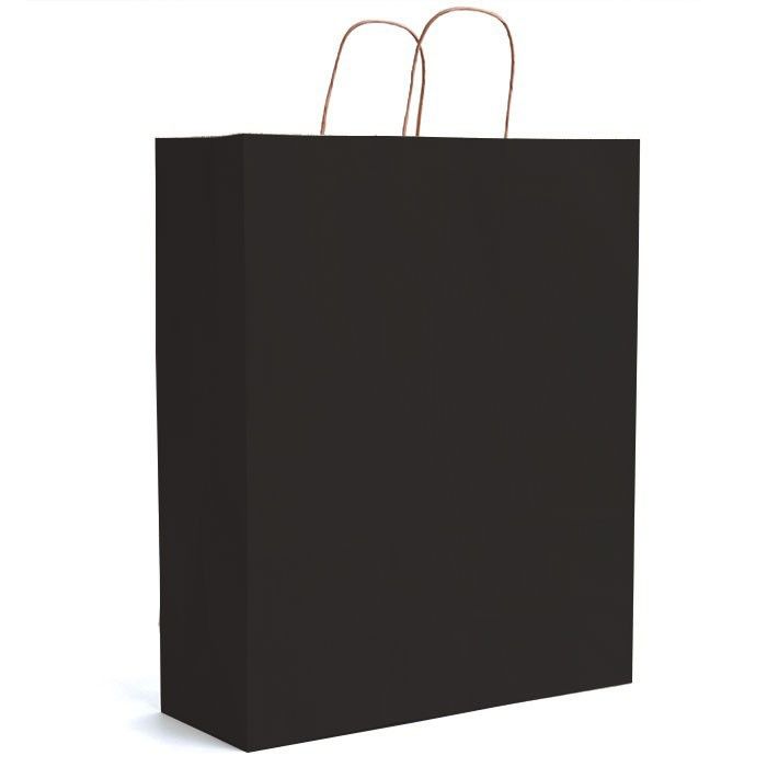 Matte Kraft Black - Matte Shopping Bags - 16 x 6 x 19-1/4"