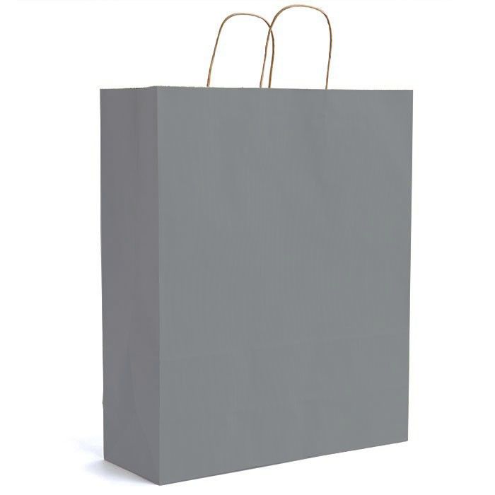 Matte Kraft Slate Gray - Matte Shopping Bags - 16 x 6 x 19-1/4"