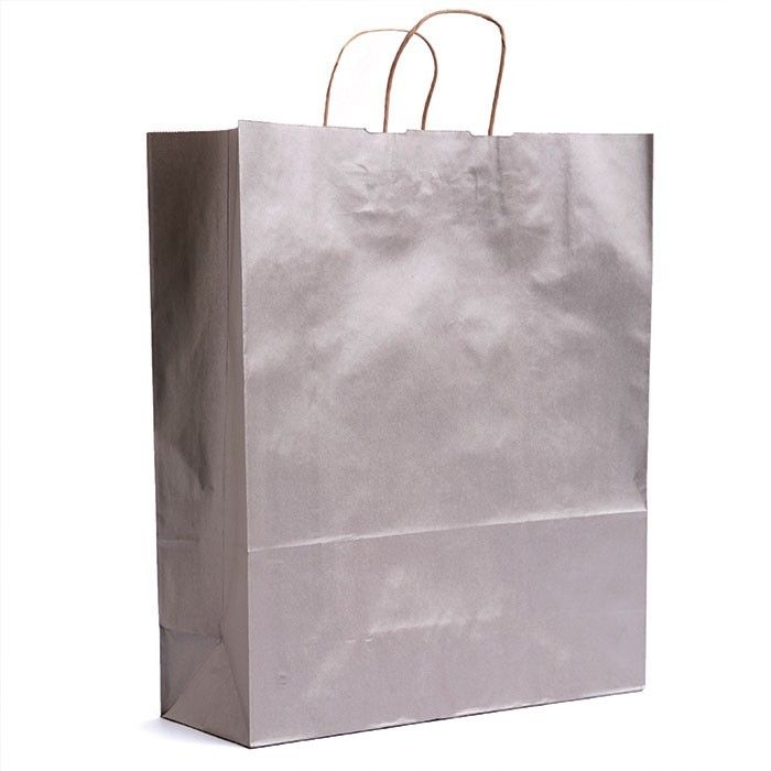 Matte Metallic Silver - Shopping Bag - 16 x 6 x 19-1/4"