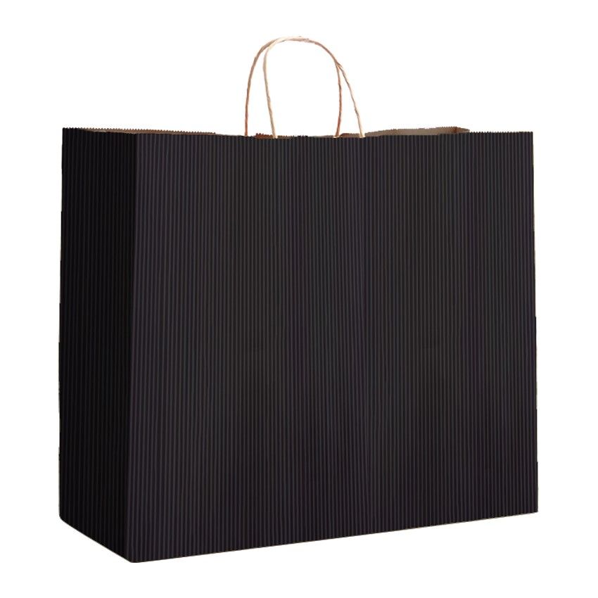Black Varnish Stripe - Matte Shopping Bags - 16 x 6 x 12-3/8"