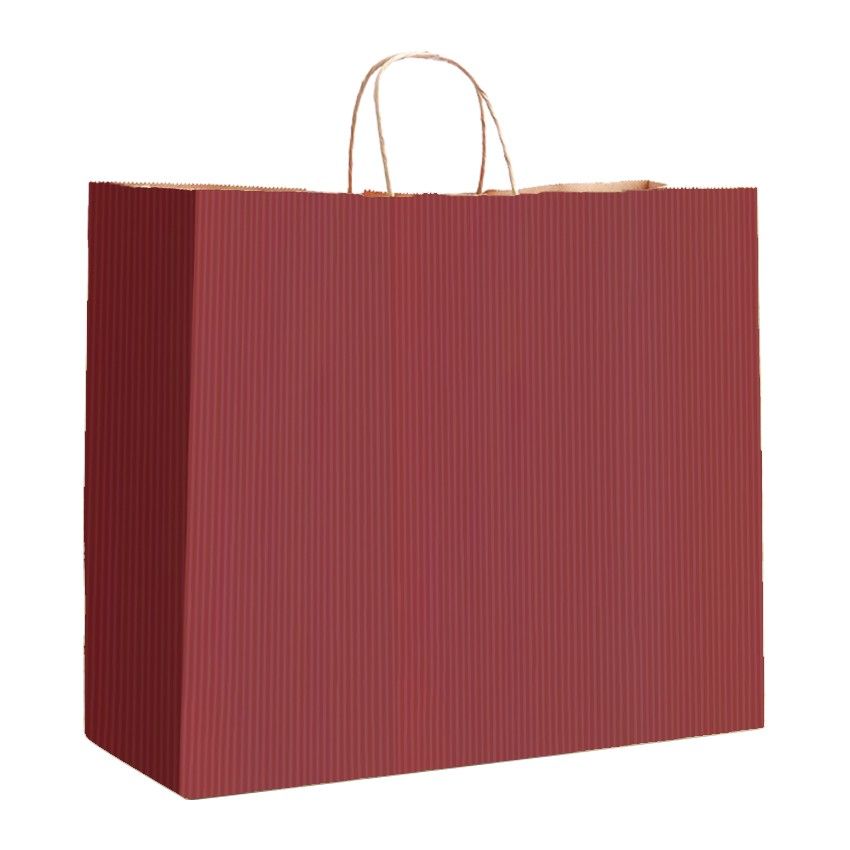 Brick Red Varnish Stripe - Matte Shopping Bags - 16 x 6 x 12-3/8"