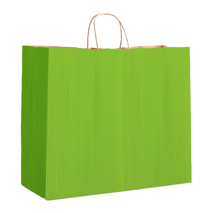 Bright Green Varnish Stripe - Matte Shopping Bags - 16 x 6 x 12-3/8"