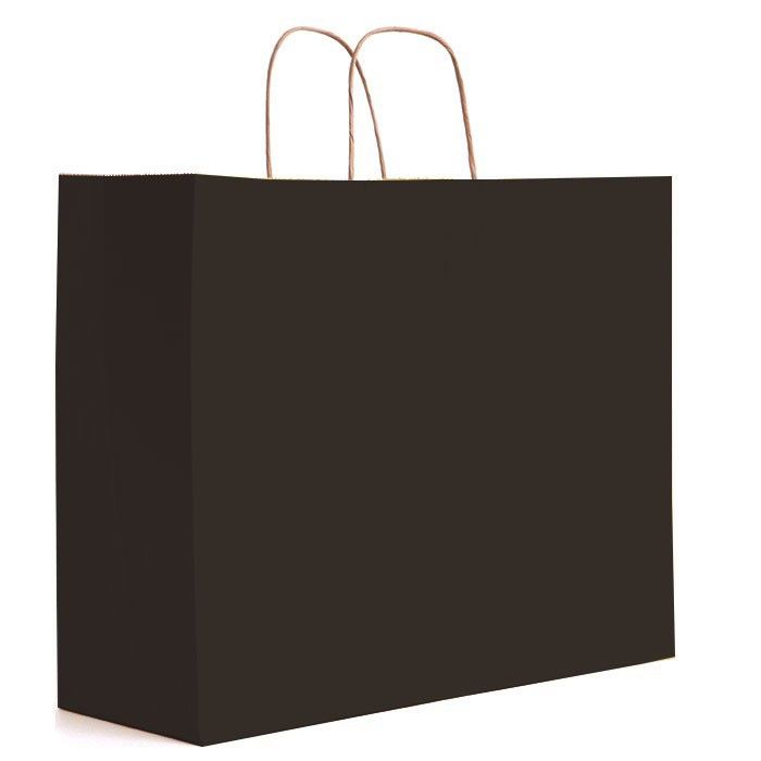 Matte Kraft Black - Matte Shopping Bags - 16 x 6 x 12-3/8"