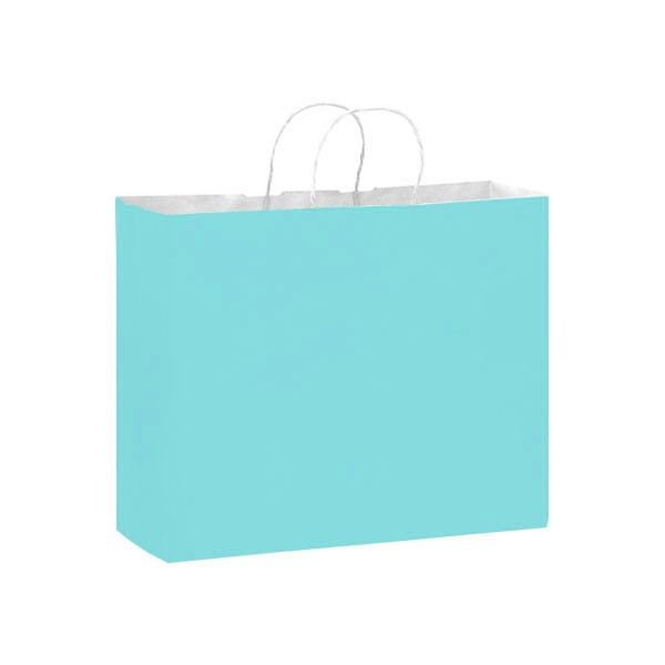 Matte Turquoise - Matte Shopping Bags - 16 x 6 x 12-3/8"