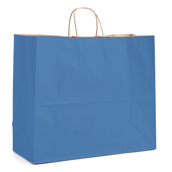 Matte Metallic Blue - Shopping Bag - 16 x 6 x 12-3/8"