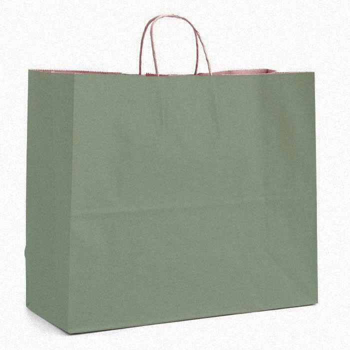 Matte Metallic Sage - Shopping Bag - 16 x 6 x 12-3/8"