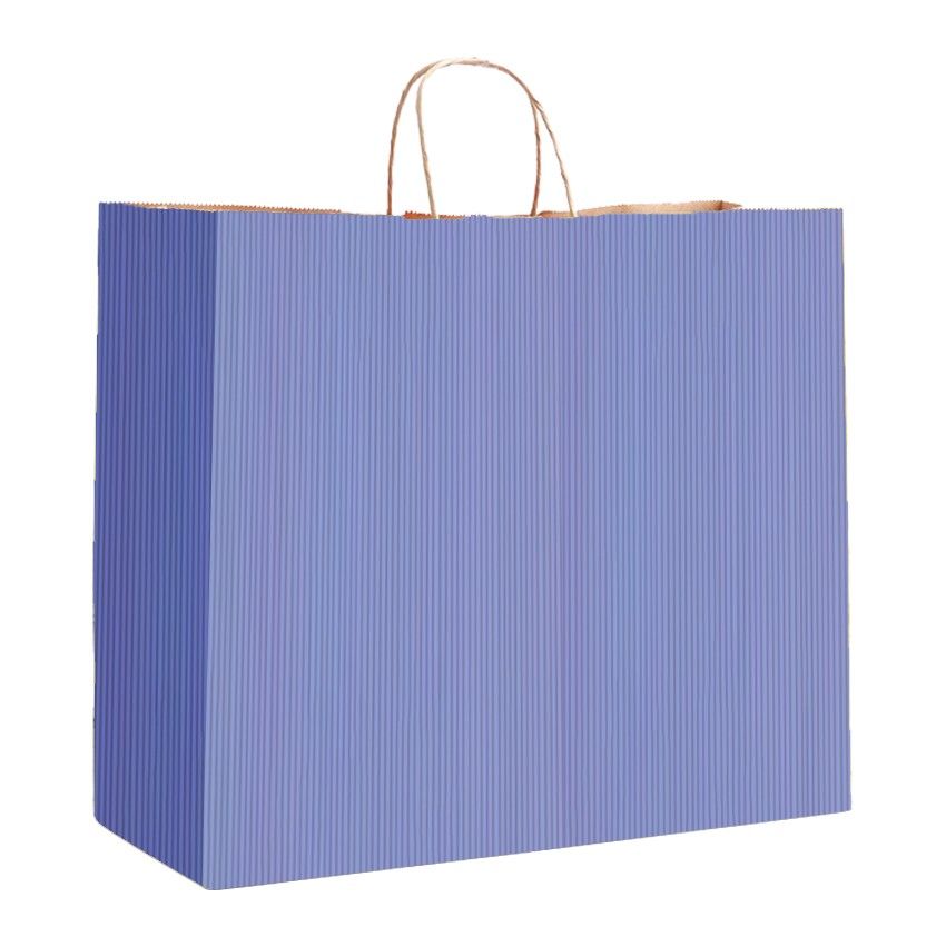 Pastel Blue Varnish Stripe - Matte Shopping Bags - 16 x 6 x 12-3/8"