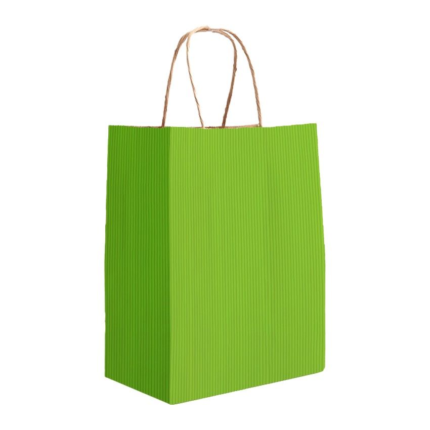 Bright Green Varnish Stripe - Matte Shopping Bags - 8 x 4-3/4 x 10-3/8"