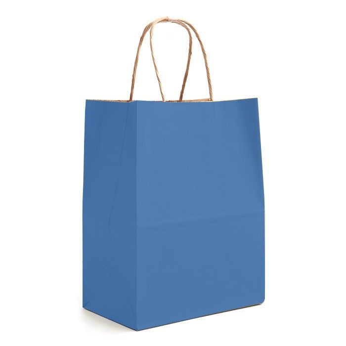 Matte Metallic Blue - Shopping Bag - 8 x 4-3/4 x 10-3/8"