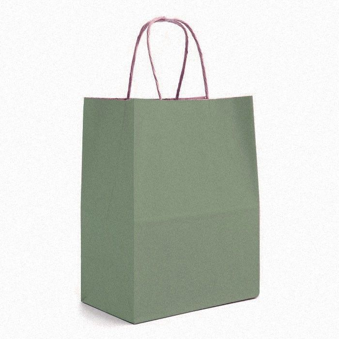 Matte Metallic Sage - Shopping Bag - 8 x 4-3/4 x 10-3/8"