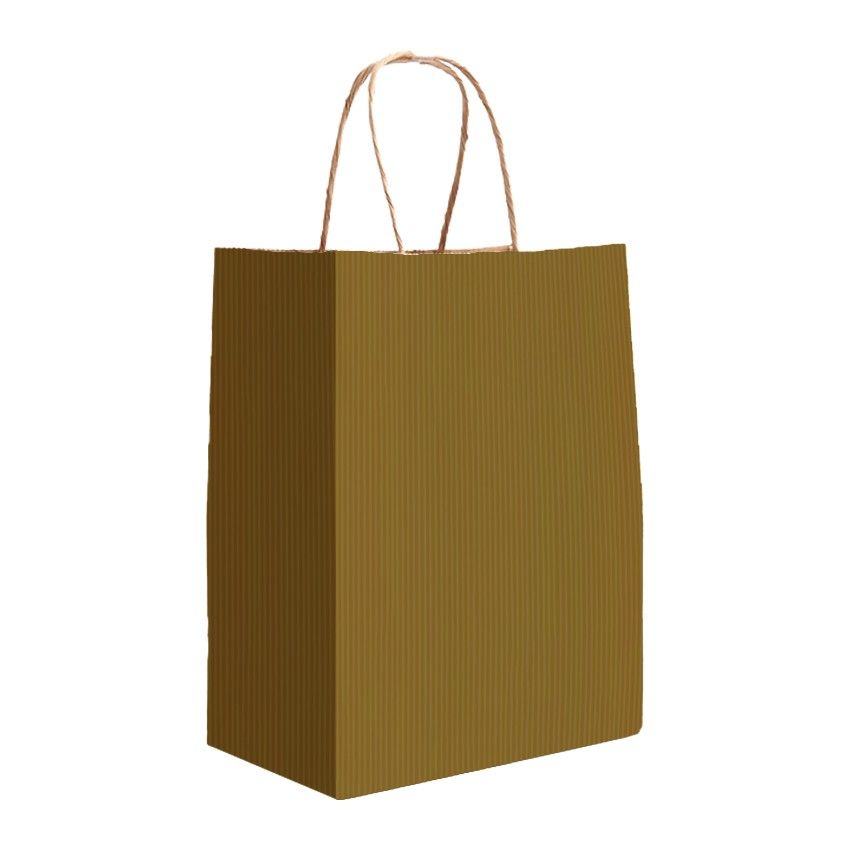 Olive Varnish Stripe - Matte Shopping Bags - 8 x 4-3/4 x 10-3/8"