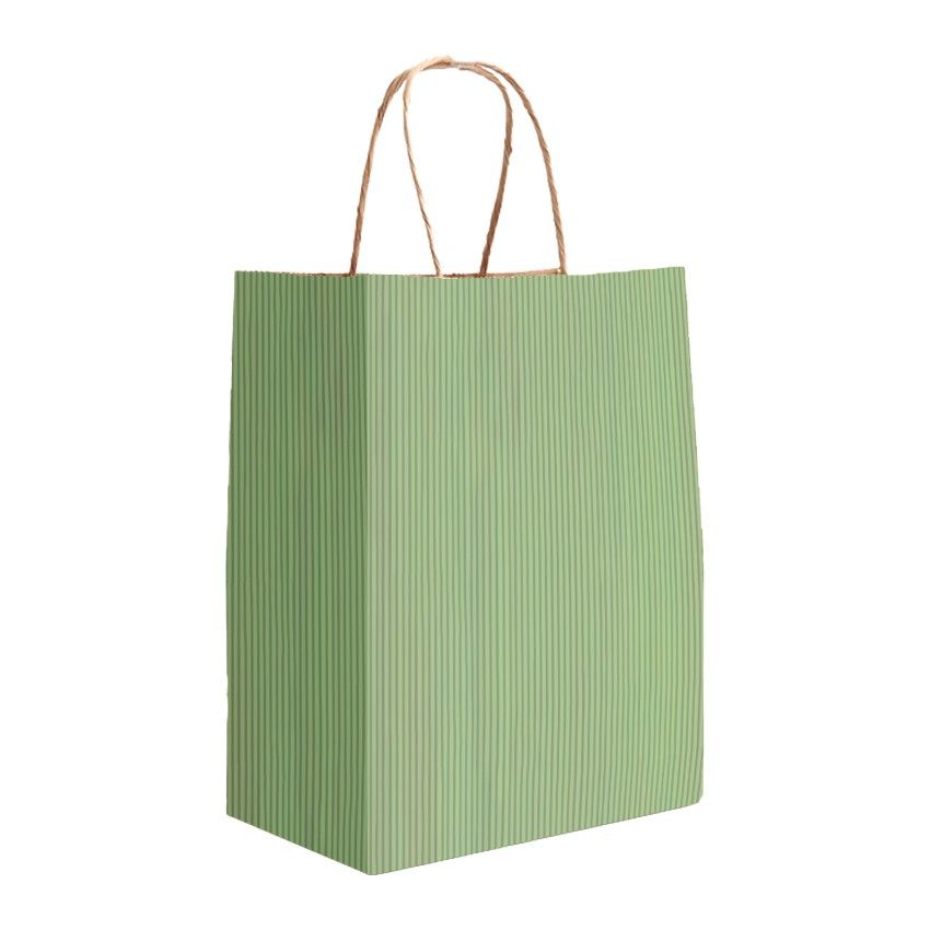 Sage Varnish Stripe - Matte Shopping Bags - 8 x 4-3/4 x 10-3/8"