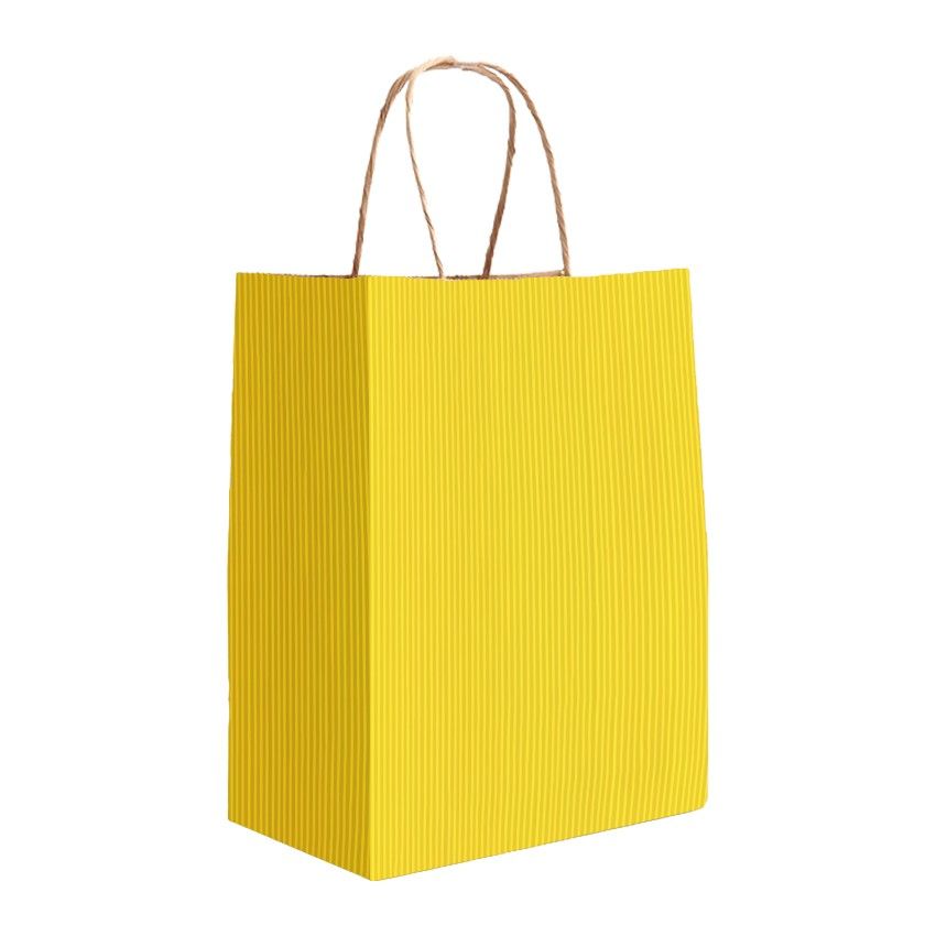 Yellow Varnish Stripe - Matte Shopping Bags - 8 x 4-3/4 x 10-3/8"
