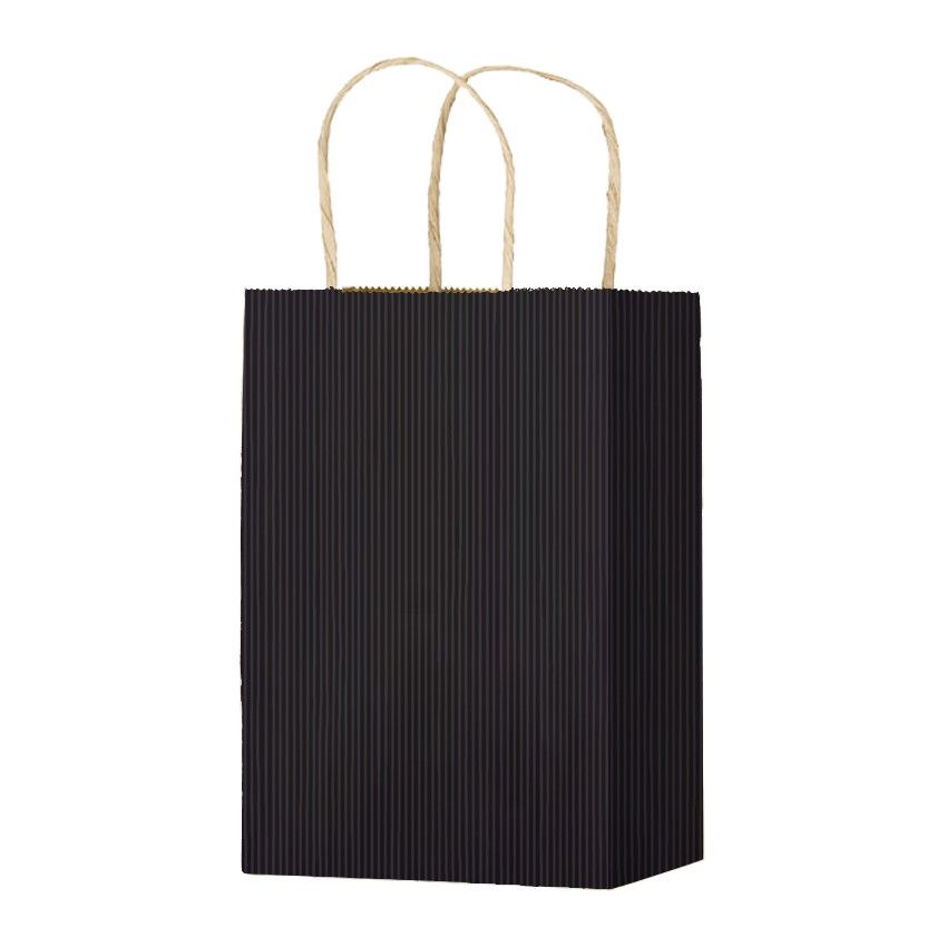 Black Varnish Stripe - Matte Shopping Bags - 5-1/4 x 3-1/4 x 8-3/8"
