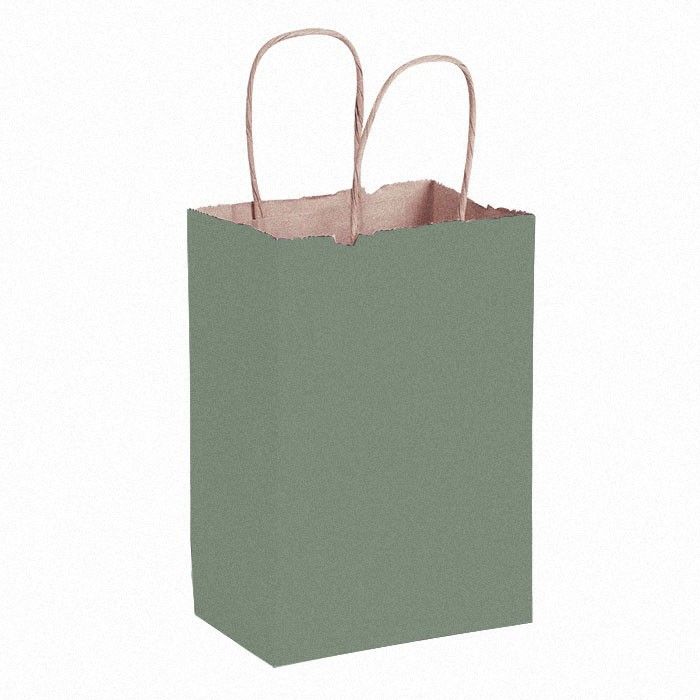 Matte Metallic Sage - Shopping Bag - 5-1/4 x 3-1/4 x 8-3/8"