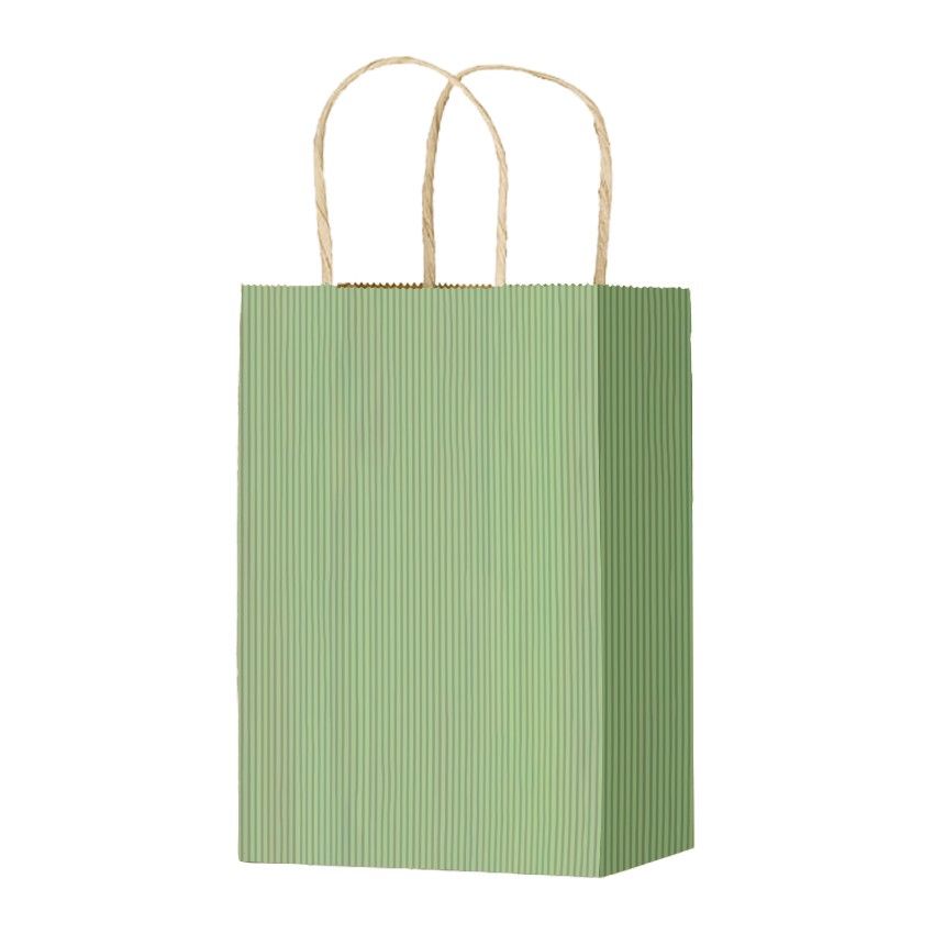 Sage Varnish Stripe - Matte Shopping Bags - 5-1/4 x 3-1/4 x 8-3/8"