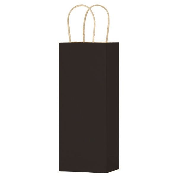 Matte Kraft Black - Wine Bag - Paper - 5-1/4 x 3-1/2 x 13" (Single Bottle)