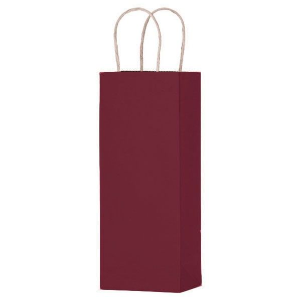 Matte Kraft Burgundy - Wine Bag - Paper - 6-1/2 x 3-1/2 x 13" (Double Bottle)