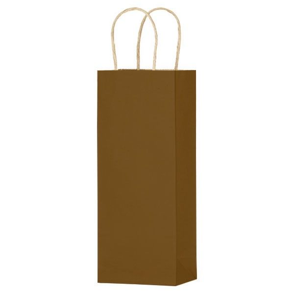 Matte Kraft Chocolate - Wine Bag - Paper - 6-1/2 x 3-1/2 x 13" (Double Bottle)
