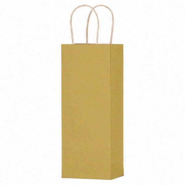 Matte Kraft Metallic Gold - Wine Bag - Paper - 5-1/4 x 3-1/2 x 13" (Single Bottle)