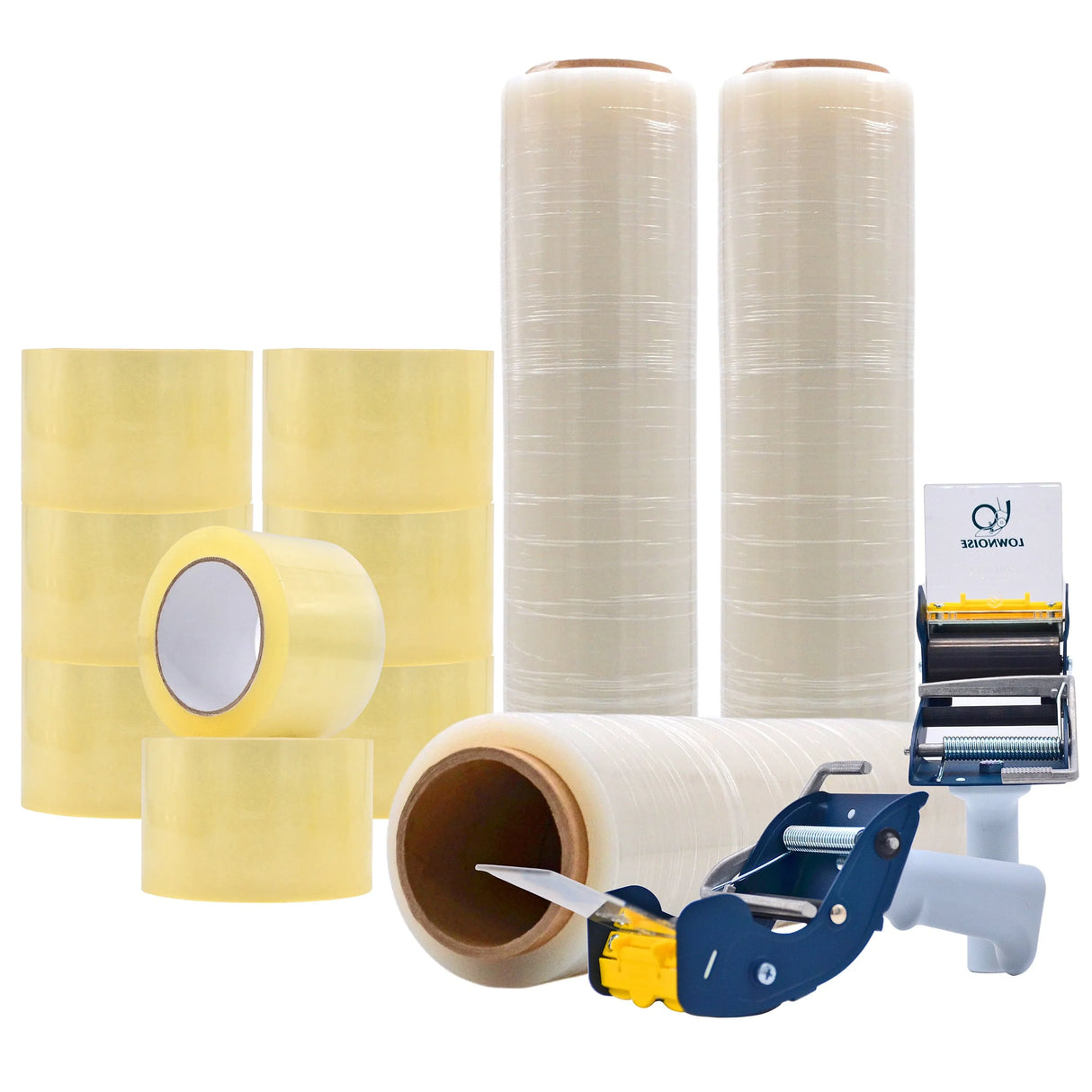 Wholesale Packaging Supply Set: Carton Sealing Tape, Dispensers & Stretch Film