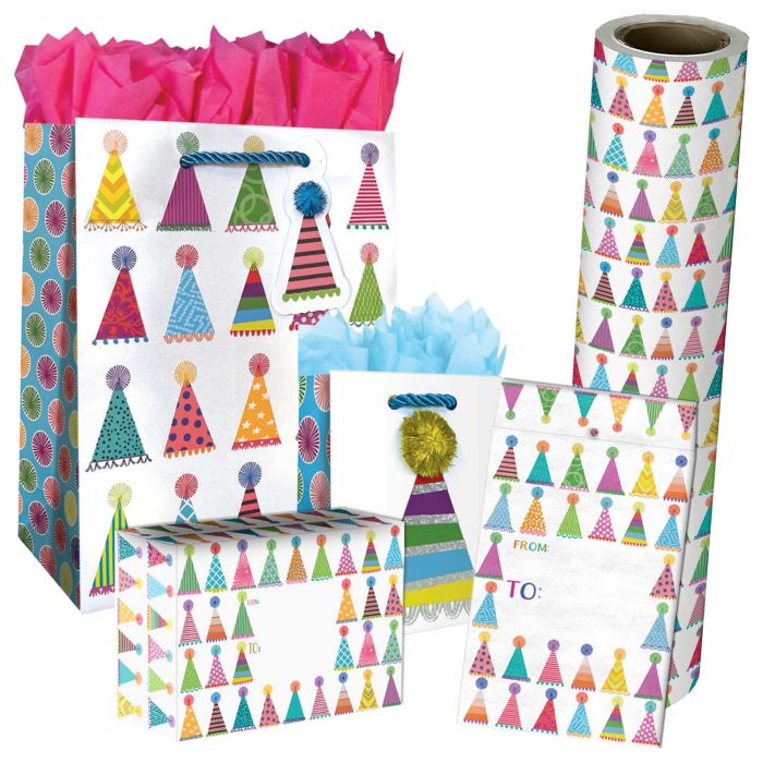 Party Hats Gift Bags, Wrapping Paper, & Mailers