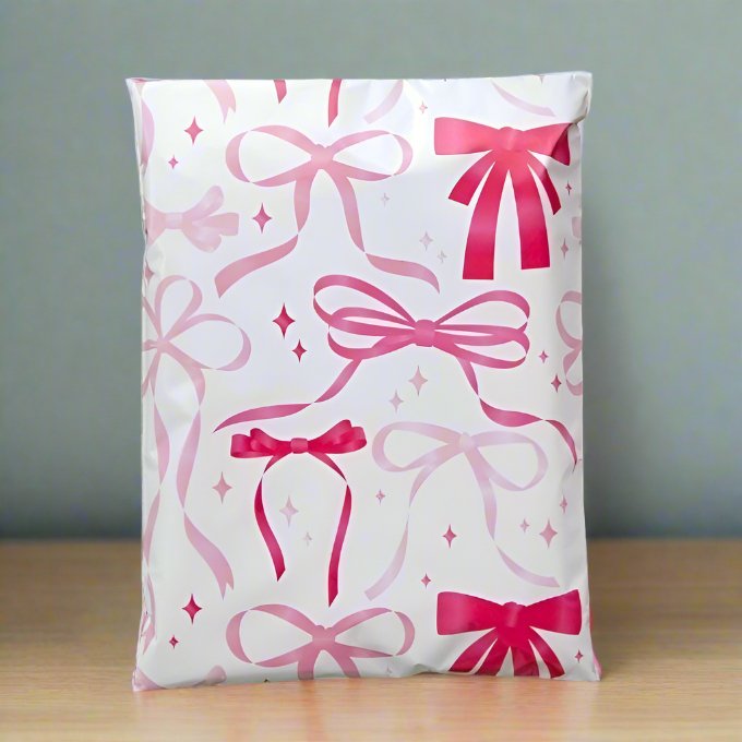 Pink Bow Poly Mailers Size 10x13 Shipping Bags