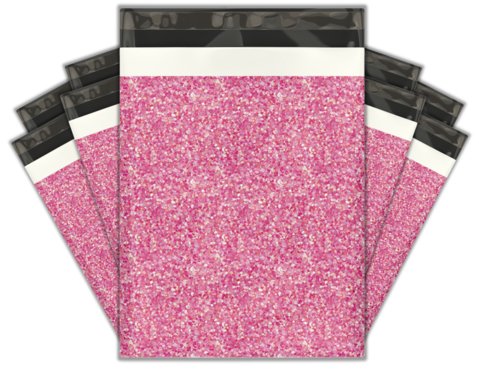 Pink Confetti Glitter Poly Mailers Size 10x13 Shipping Bags