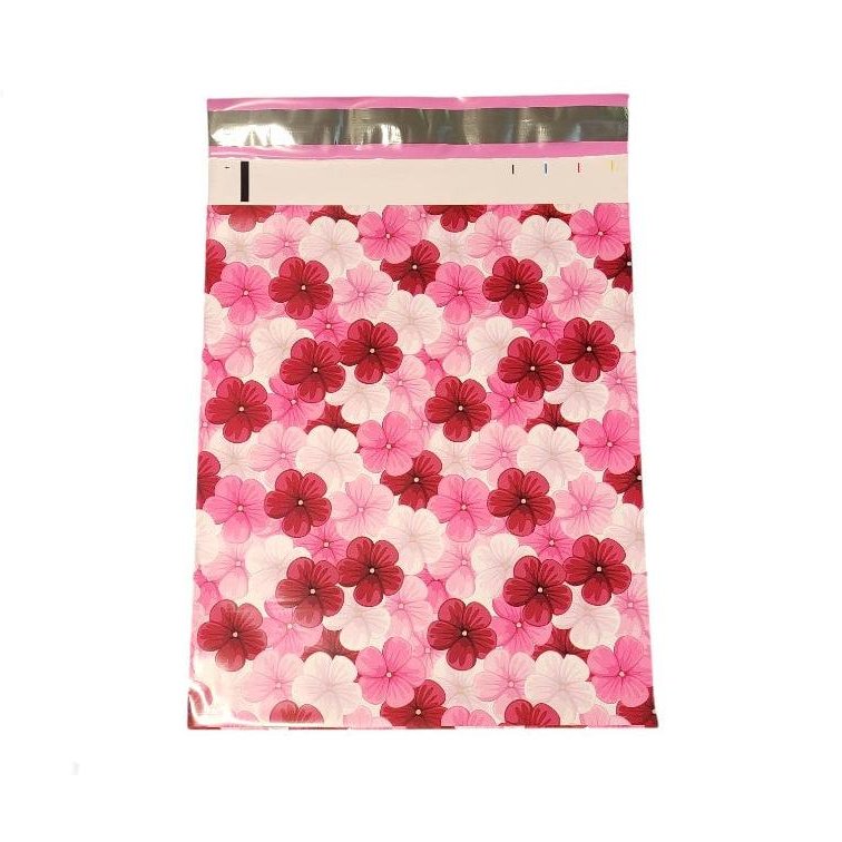 Pink Hibiscus Flower Poly Mailers Size 10x13 Colorful Shipping Bags