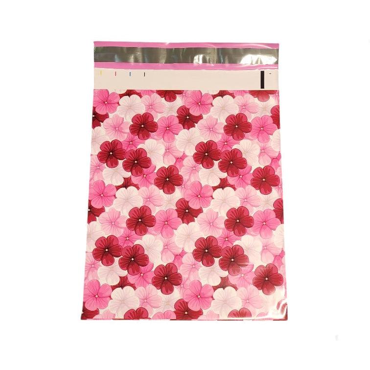 Pink Hibiscus Flower Poly Mailers Size 10x13 Colorful Shipping Bags