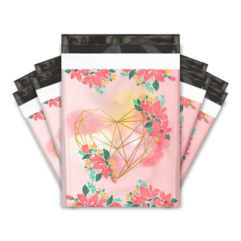 Pink & Purple Heart Poly Mailers Size 10x13 Shipping Bags