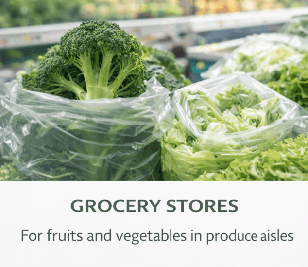 Produce Bags on Roll – 100 Count | Clear | 14" x 17" | Reusable Style | Made in USA | beyondGREEN