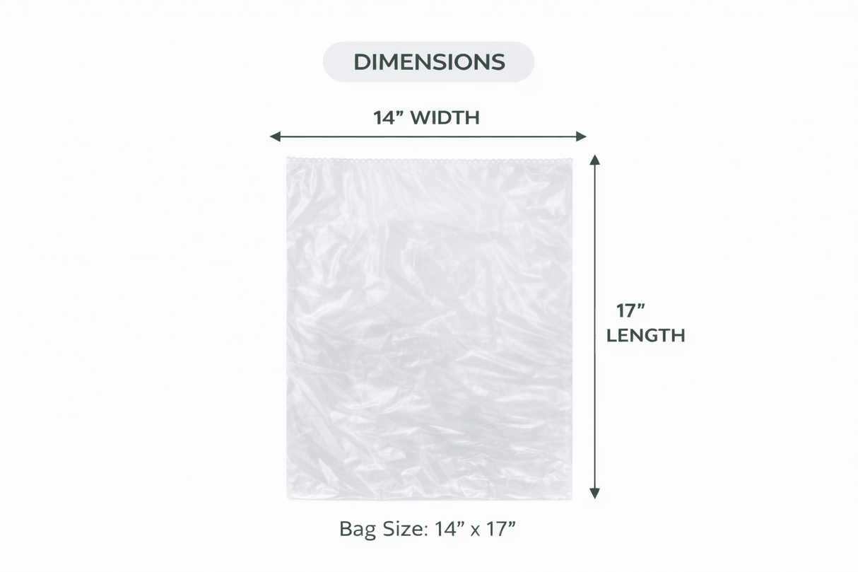 Produce Bags on Roll – 100 Count | Clear | 14" x 17" | Reusable Style | Made in USA | beyondGREEN