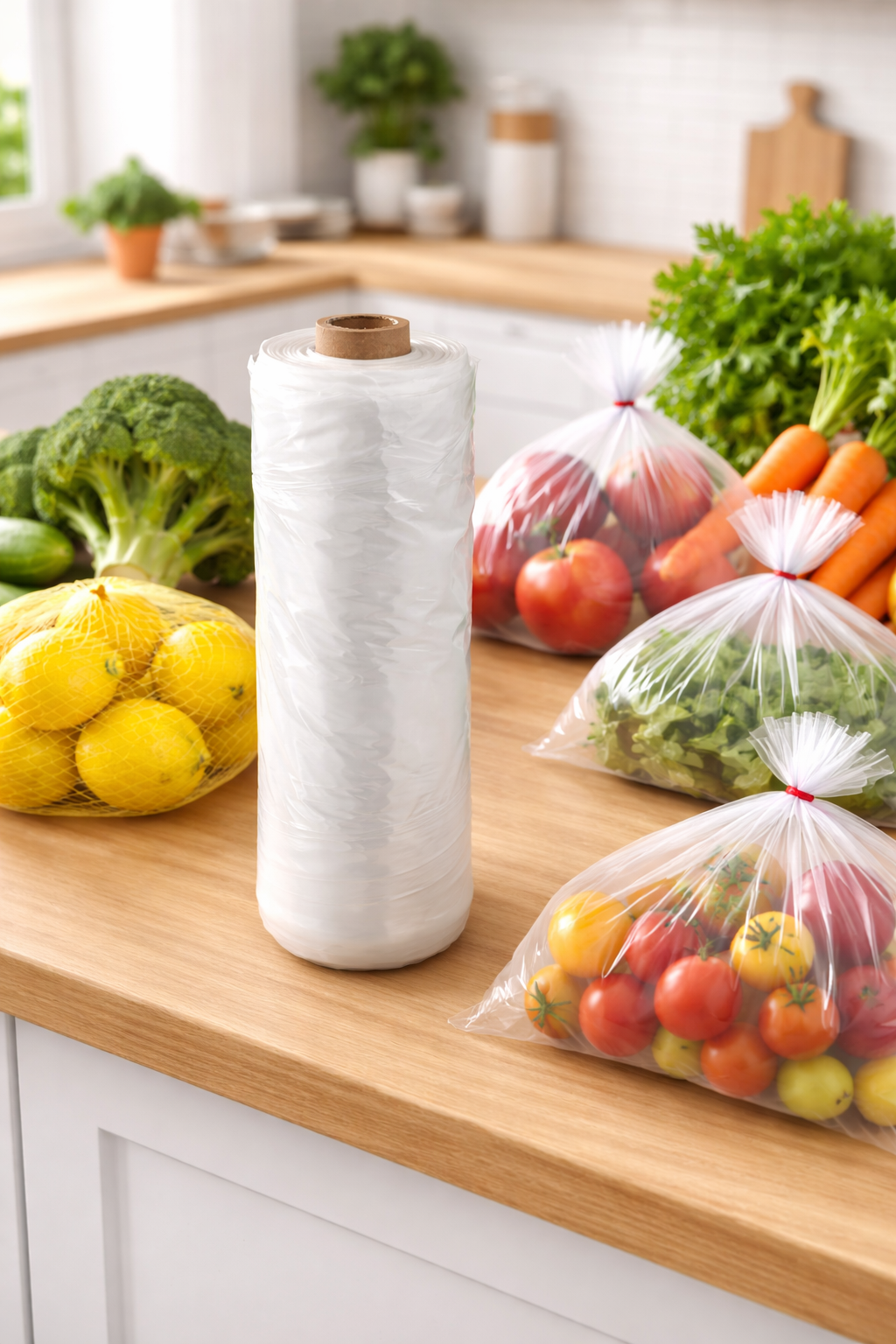 Produce Bags on Roll – 100 Count | Clear | 14" x 17" | Reusable Style | Made in USA | beyondGREEN