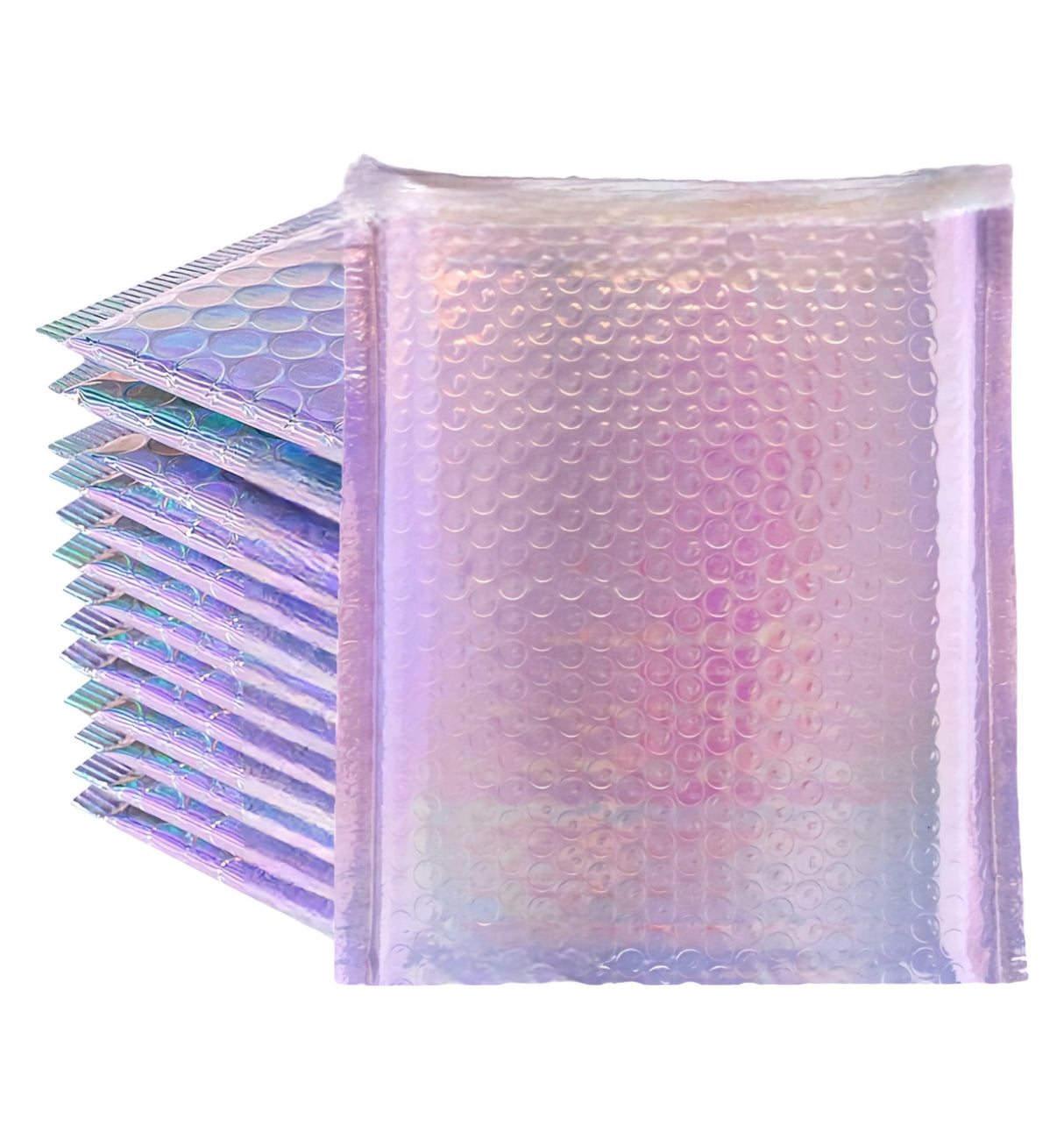 Purple Tint Silver Metallic Holographic Bubble Mailers Size 6.5x10