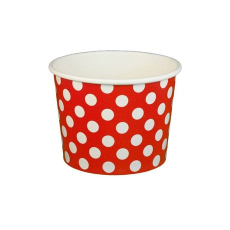 Polka Dot Red - Ice Cream Cup - (16 oz) 4-3/8" Dia x 3-1/4" H