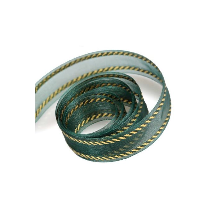 Hunter / Gold - Ritzy Ribbon - 7/8" x 25 Yards