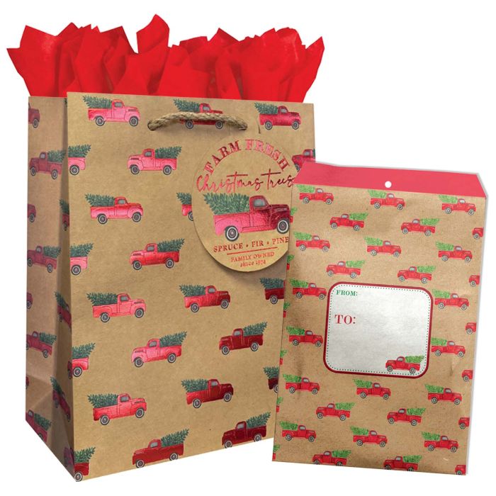 Red Pickup Truck Gift Bags, Wrapping Paper, & Mailers