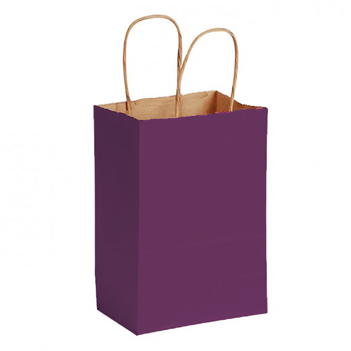 Matte Kraft Purple - Matte Shopping Bags - 5-1/4 x 3-1/4 x 8-3/8"