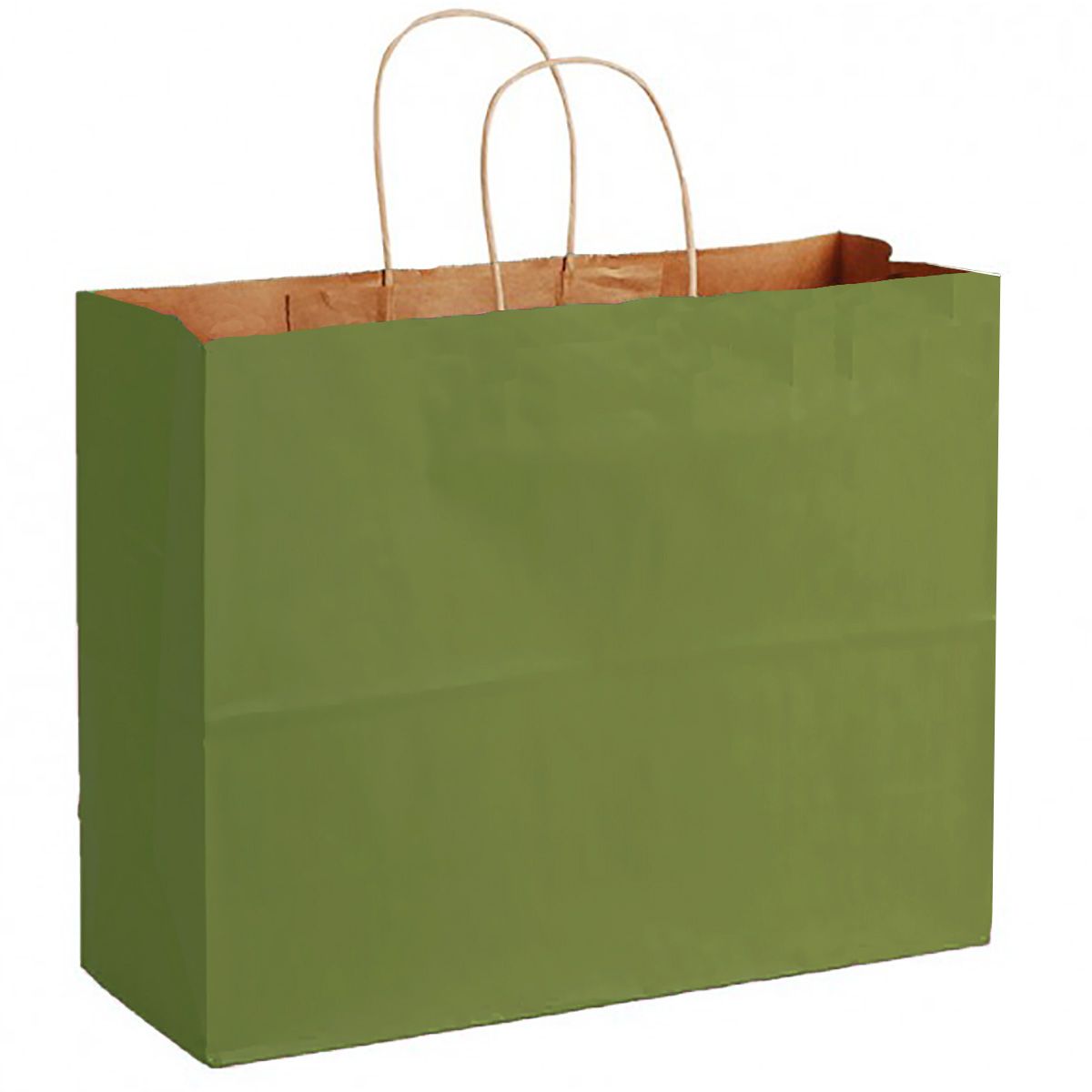 Matte Kraft Rainforest Green - Matte Shopping Bags - 16 x 6 x 12-3/8"