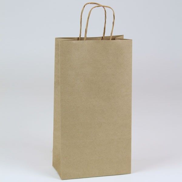 Natural Kraft - Double Bottle Wine Bag - 6-1/2 x 3-1/2 x 12-3/8"