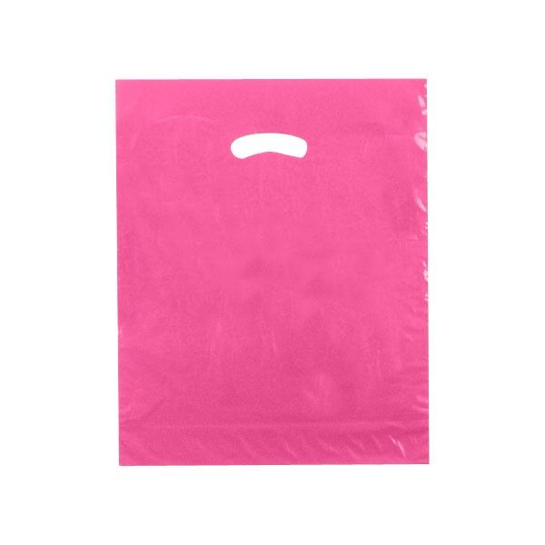 Hot Pink - Super Glossy Plastic Bag - 15 x 18 x 4"