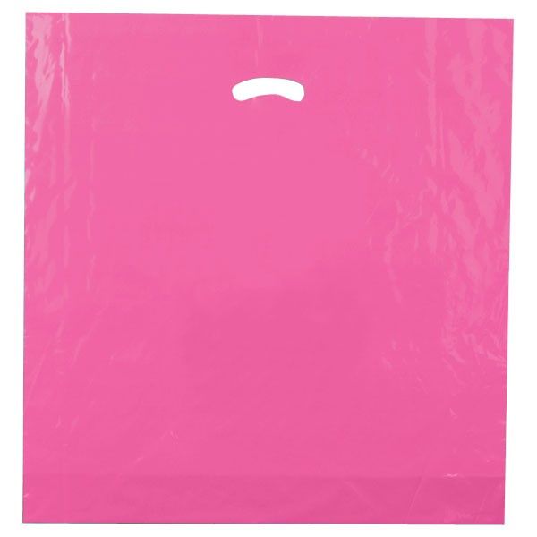 Hot Pink - Super Glossy Plastic Bag - 20 x 20 x 5"