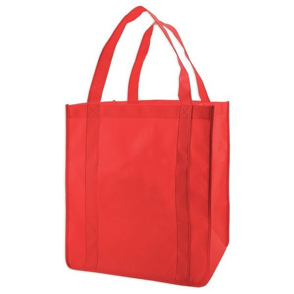 Red - Non Woven Grocery Bag - 13 x 10 x 15"
