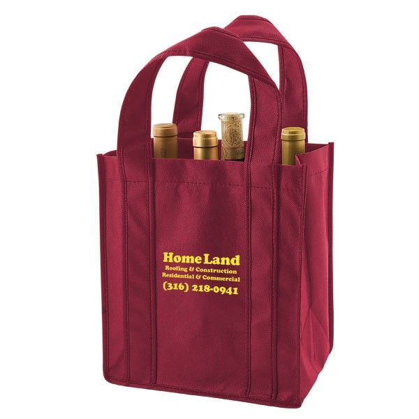 Burgundy - 6 Bottle Reusable Wine Tote - 10 x 6-1/2 x 11" (37 in. Handle)